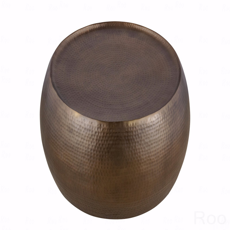 Table basse 32 po ronde de style campagne moderne martelée à la main, Doré