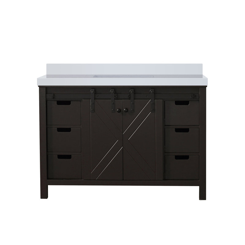 Marsyas 48 in W x 22 in D Bath Vanity with Countertop, Brown, White Cultured Marble