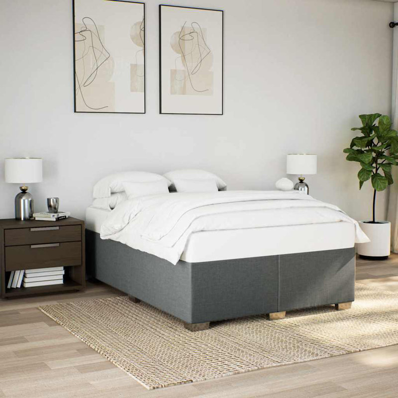 Latitude Run® Bed Frame Without Mattress Twin XL Fabric, Dark Gray, Queen