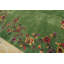 Green Color Solid Open Field Antique Floral Art Deco Chinese Room Size Wool Rug