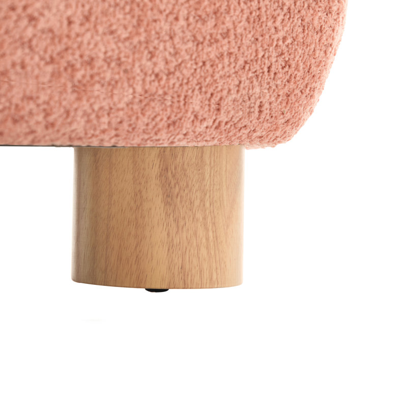 Fauteuil de chambre rembourré organique à profil bas avec pieds en bois massif Organic, Light Coral