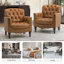 Fauteuil en cuir véritable capitonné Annja-80015534