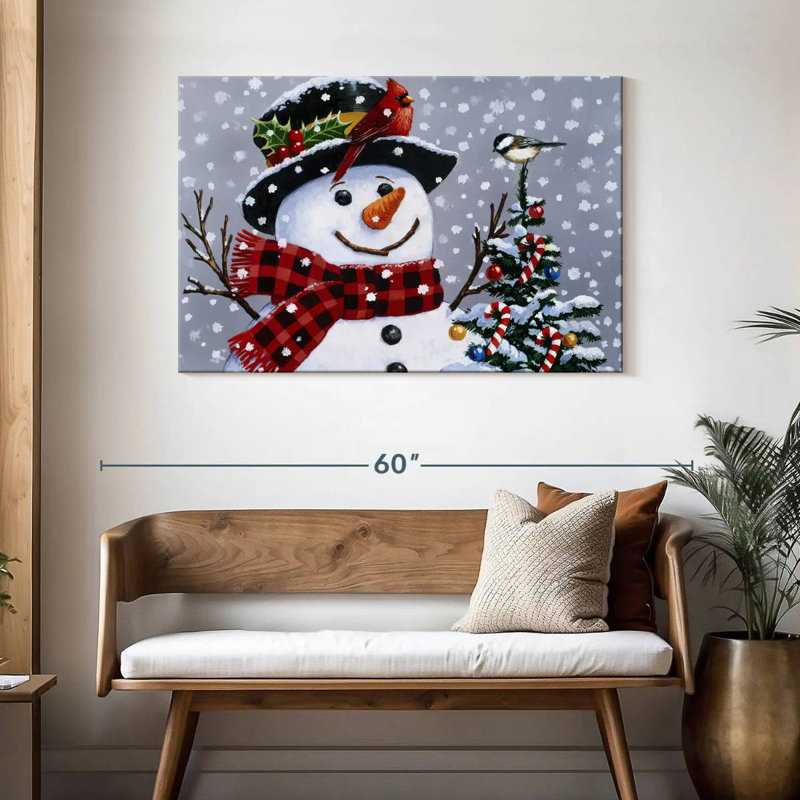 Bonhomme de neige joyeux, H 30 po x l 45 po