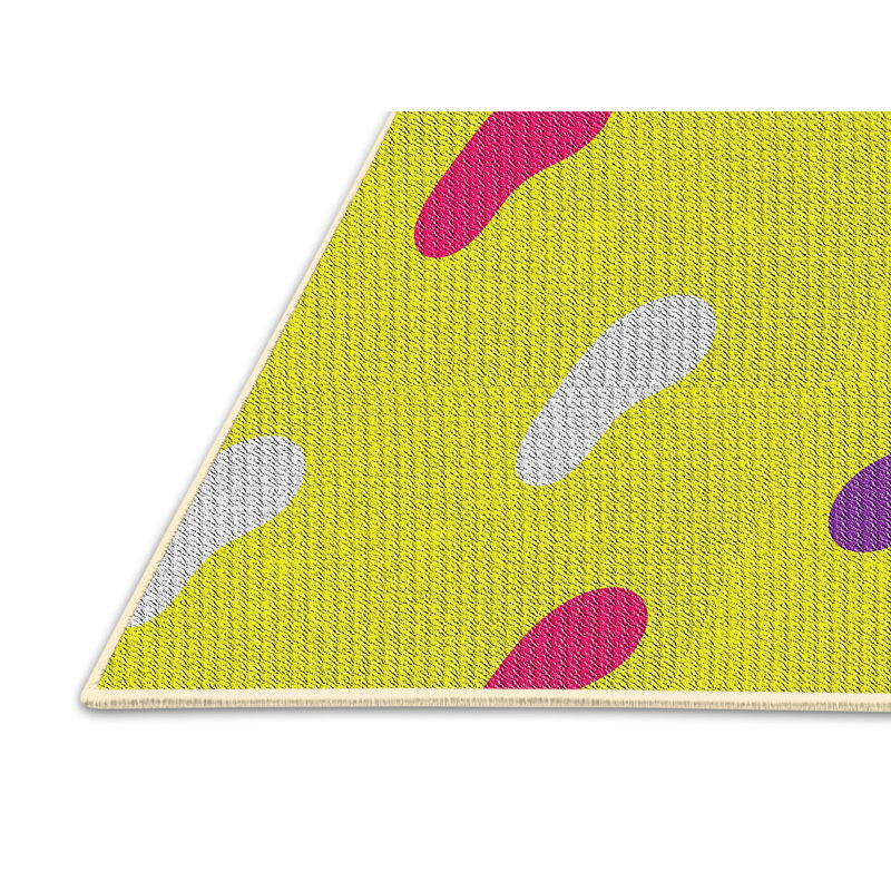 Tapis jaune tissé à la machine, Rectangle 3 pi x 5 pi