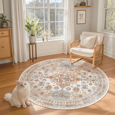 Malaika Machine-Washable Non-Slip Medallion Area Rug