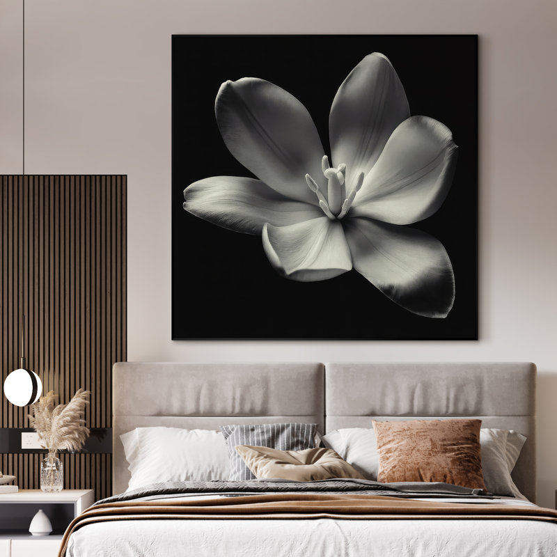 Très grande reproduction d'art sur toile - Art floral botanique, décoration pour salon ou chambre à coucher - «Assemblage requis du cadre (cadre non fini)»