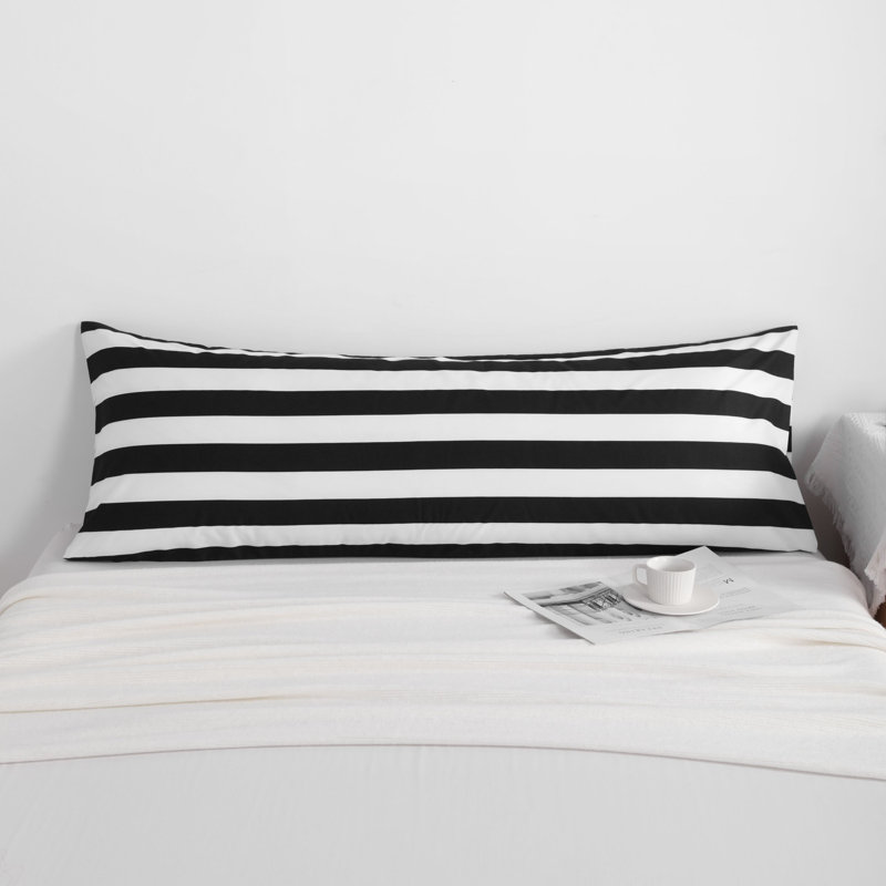 Vertical Pillowcase,1800TC Brushed Microfiber & No-Gap Seal?, Black/White Striped