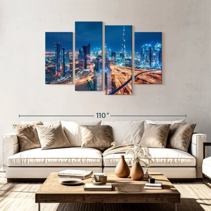 Futuristic dubai skyline Sireci, H 48 po x l 75 po