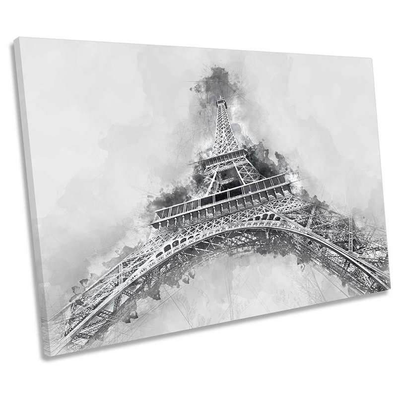 Eiffel Tower Landmark Gray - Wrapped Canvas Print, 30.5cm H x 45.7cm W x 2cm D