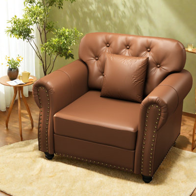 Fauteuil Chesterfield Comfort en similicuir 41,3 pouces pour la maison