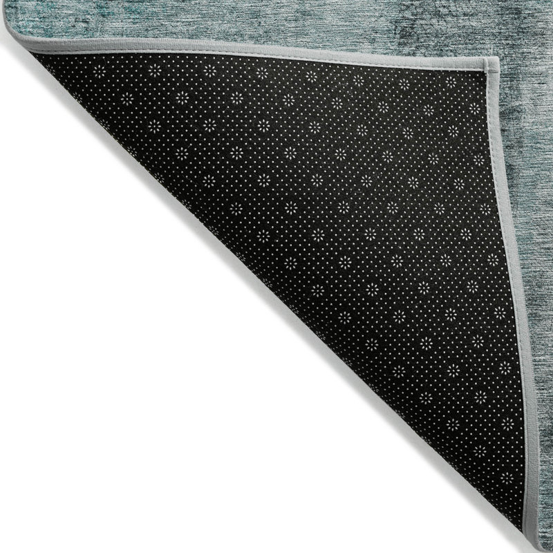 Tapis d'extérieur lavable abstrait bleu sarcelle et charbon 8 pi x 10 pi bleu sarcelle