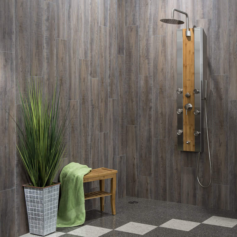 Bathroom - Part 3: Planked Walls, Wallpaper, & Shower Trim