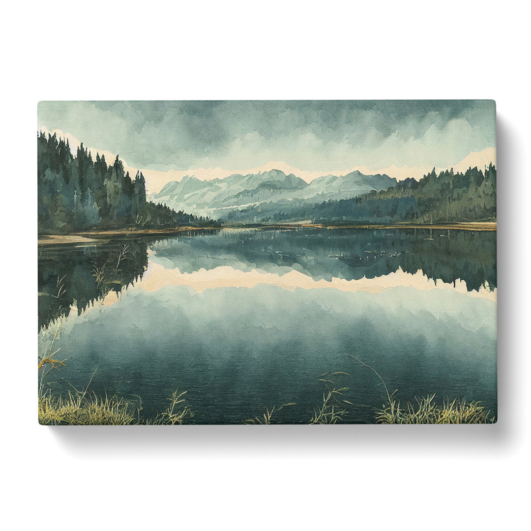 Gebirgssee Aquarell Vol.2 - Wrapped Canvas Graphic Art