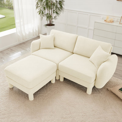 Canapé modulaire à 2 places avec accoudoirs en forme de coquillage et repose-pieds amovible Boucle