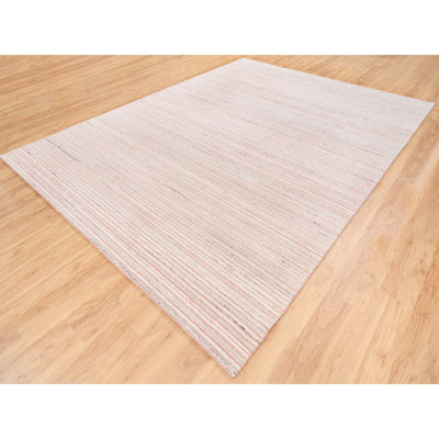 Podhany One-of-a-Kind 9' x 12' New Age Rectangle Cotton and Wool Area Rug in Pink