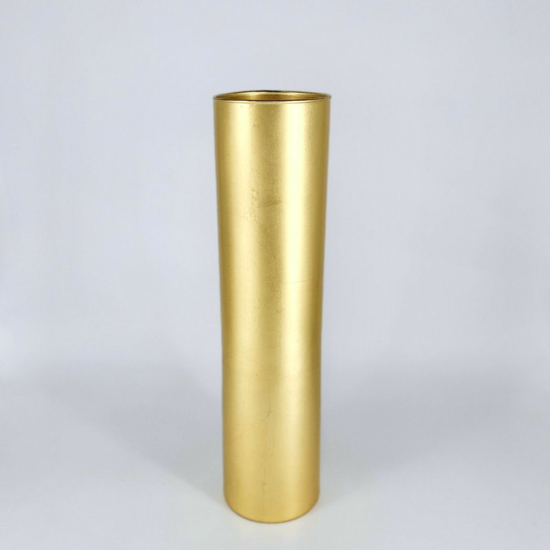 FLORA Solid Gilded Glass Cylinder Vase, Gold, Overall Height - 15.75''
