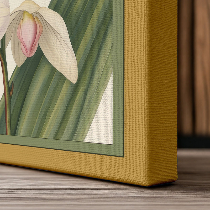 Orchids in Bloom Botanical - Wrapped Canvas, 30x20 - 76.2 x 50.8 cm, Ochre Border