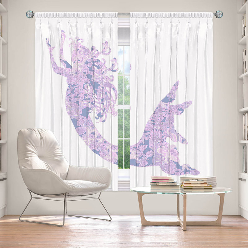 Paire de rideaux obscurcissant en polyester Rossy, L 40 po x L 82 po, Lavande / pervenche / blanc