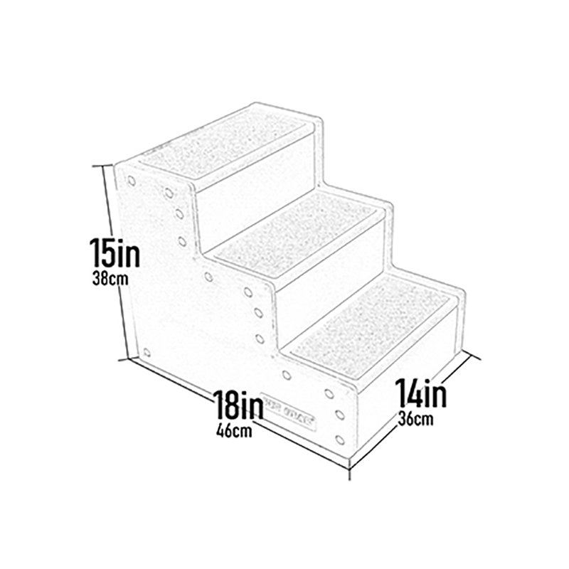 Gray 3-Step Pet Stairs with Non-Slip Surface