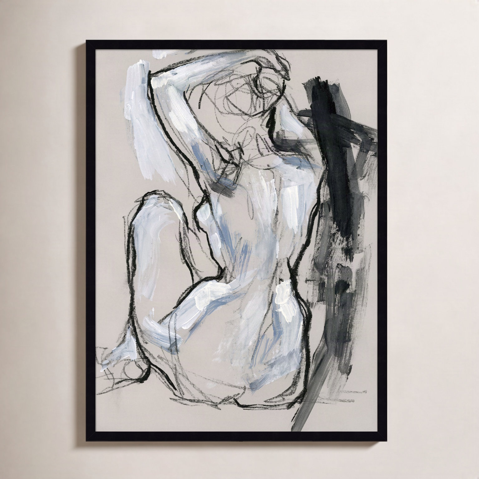 Onyx Gestures I Print, Black, 33" H x 25" W
