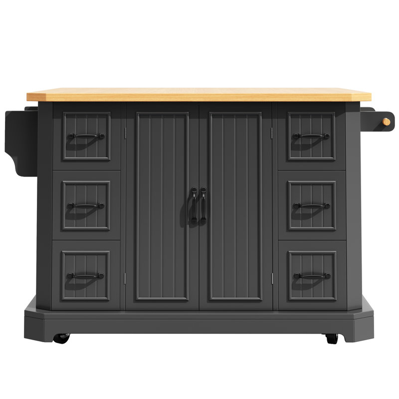 Wood Kitchen Island, Black