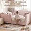 Structure de lit rembourré pour tout-petit 3 en 1, canapé-lit pour lit de bébé avec garde-corps amovibles, lit de bébé en chenille à profil bas avec support en lattes de bois massif-233618178