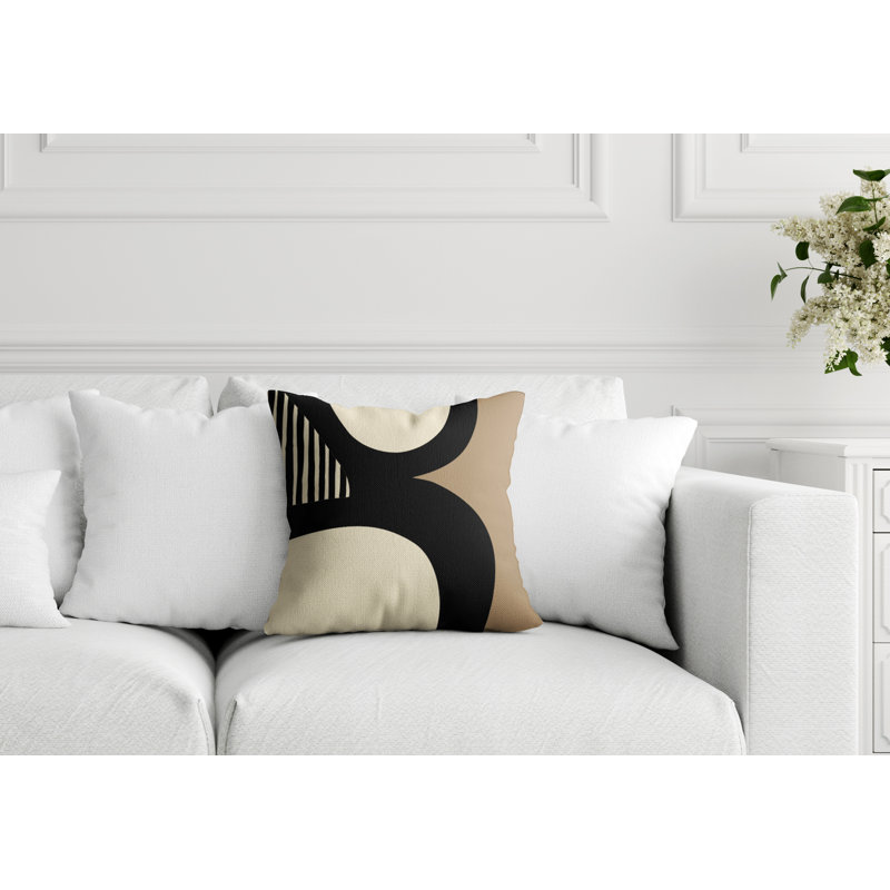 Lara Abstract Outdoor Reversible, 17" x 17", Black/Off White