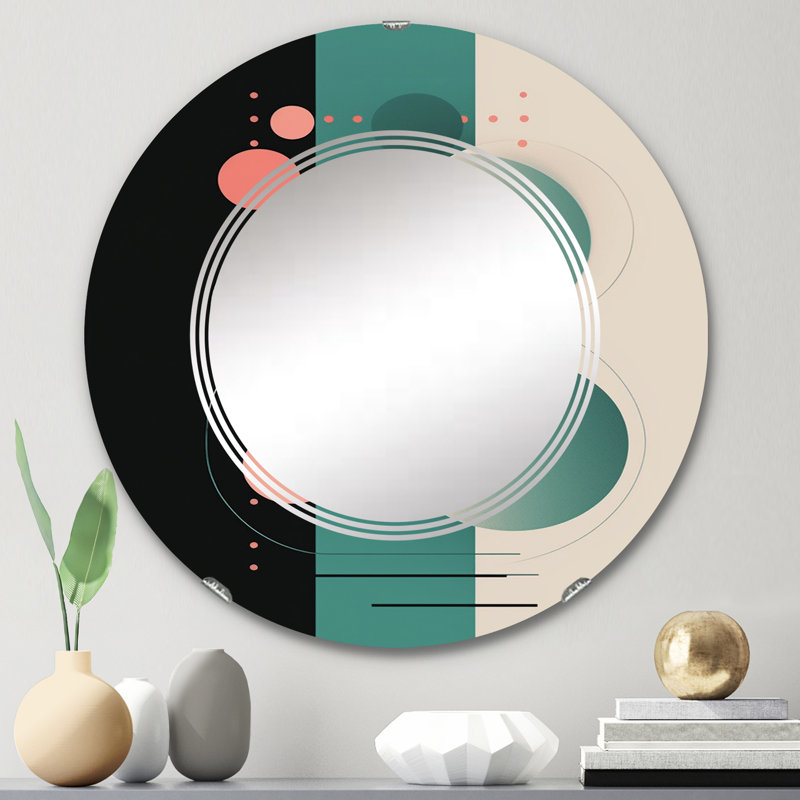 Chiffdale - Miroir mural rond moderne, 24 po x 24 po
