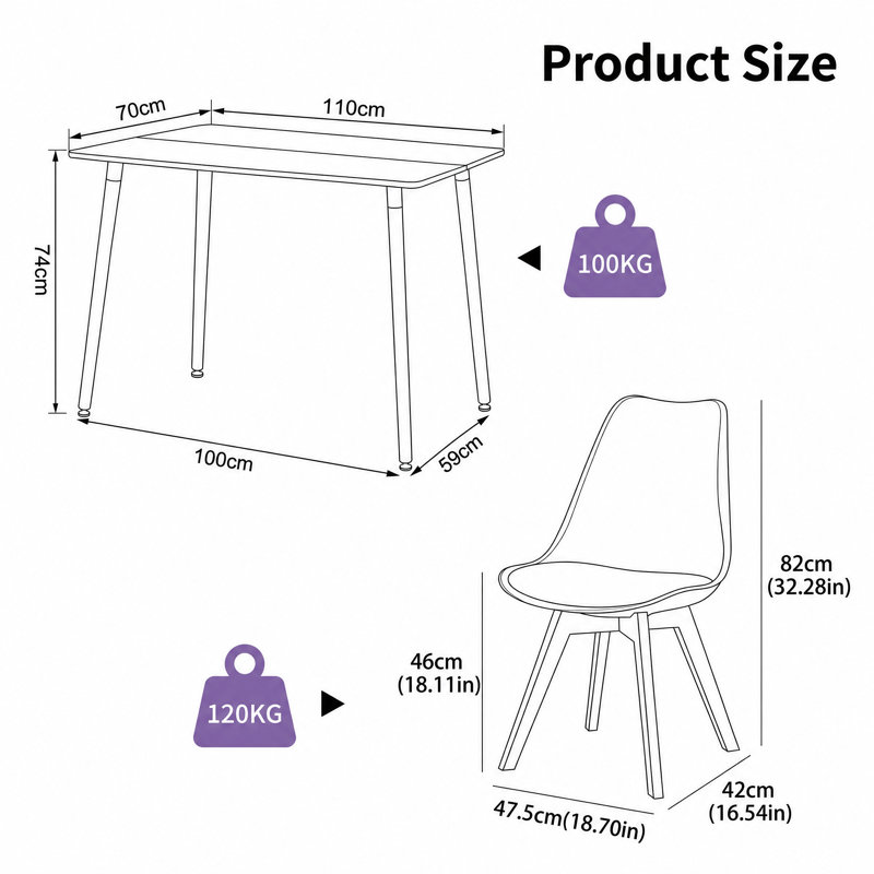 Nero 4 - Person Dining Set, White, Grey