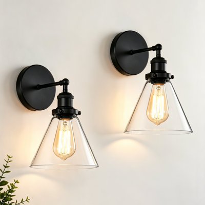 Mateo 1-Light Matte Black Wall Sconce with Clear Glass Shade