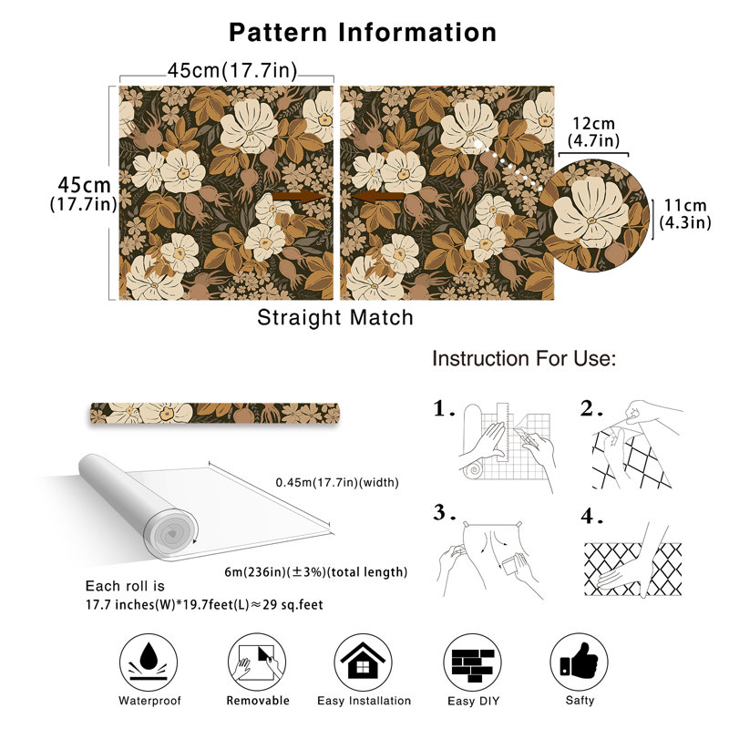 Vintage Floral Peel and Stick Wallpaper
