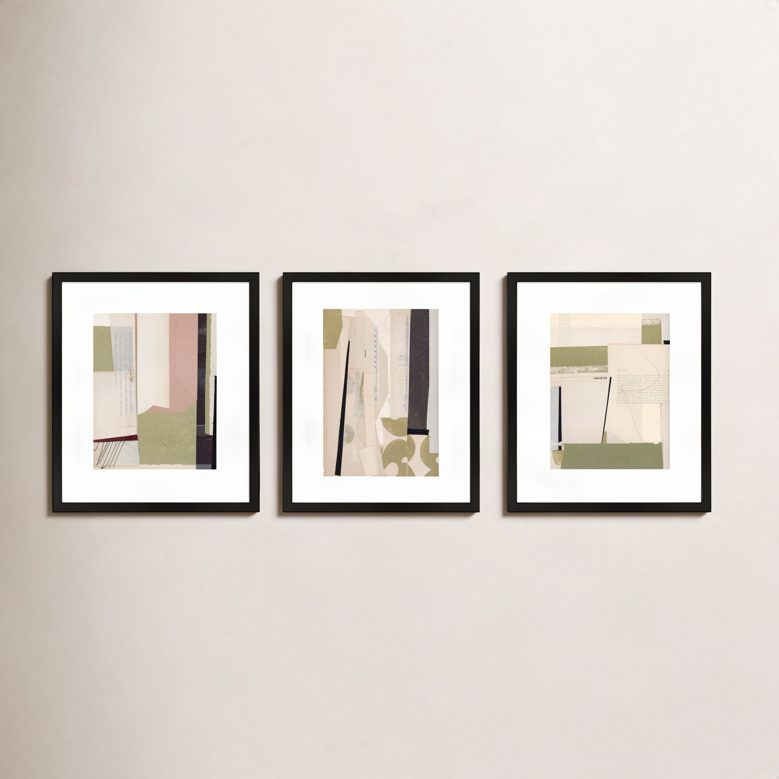 Again in Green 3-Piece Print Set, 30" H x 24" W, Black
