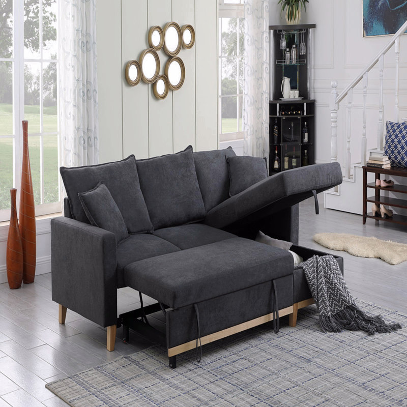Canapé-lit modulaire réversible avec méridienne avec rangement