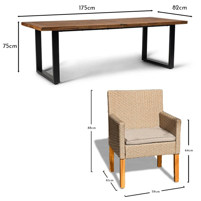 Fabiano Rectangular 4 - Person 175cm Long Dining Set with Cushions