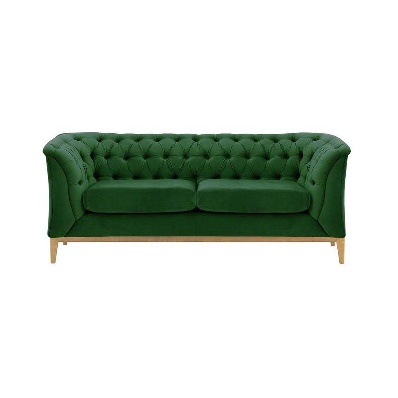 Chesterfield Modern 2 Seater Sofa Wood, Green