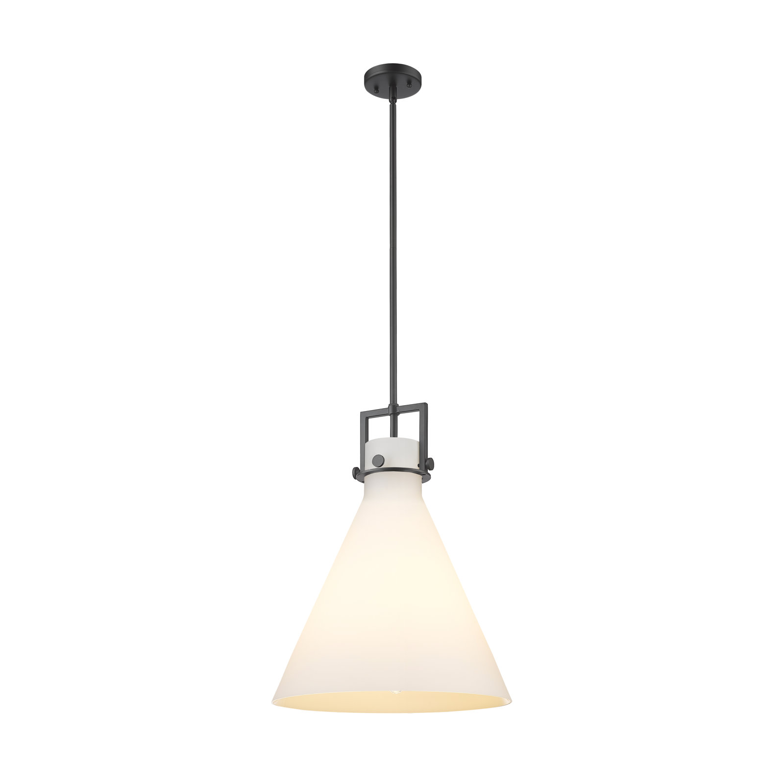 Coterie Single Light Glass Dimmable Pendant, Matte White, 20.38" H x 16" W x 16" D, Matte Black