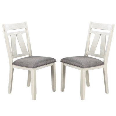 Ensemble de 2 chaises de salle à manger avec siège rembourré, gris et blanc