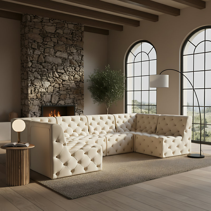 Canapé modulaire Klecka, Velours crème