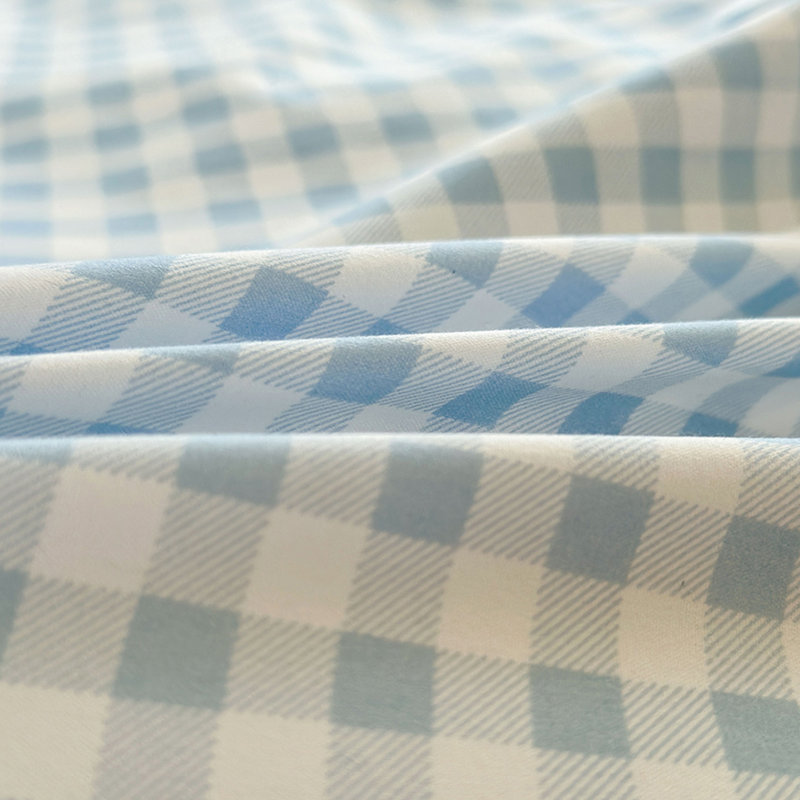 Ensemble d'édredon en microfibre prélavée Gingham, Édredon grand et 2 taies d'oreiller, Vichy à carreaux bleus