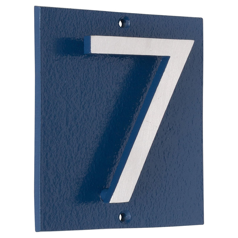 Plaque d'adresse verticale à 1 ligne flottante, Bleu mer / deux tons, Oui