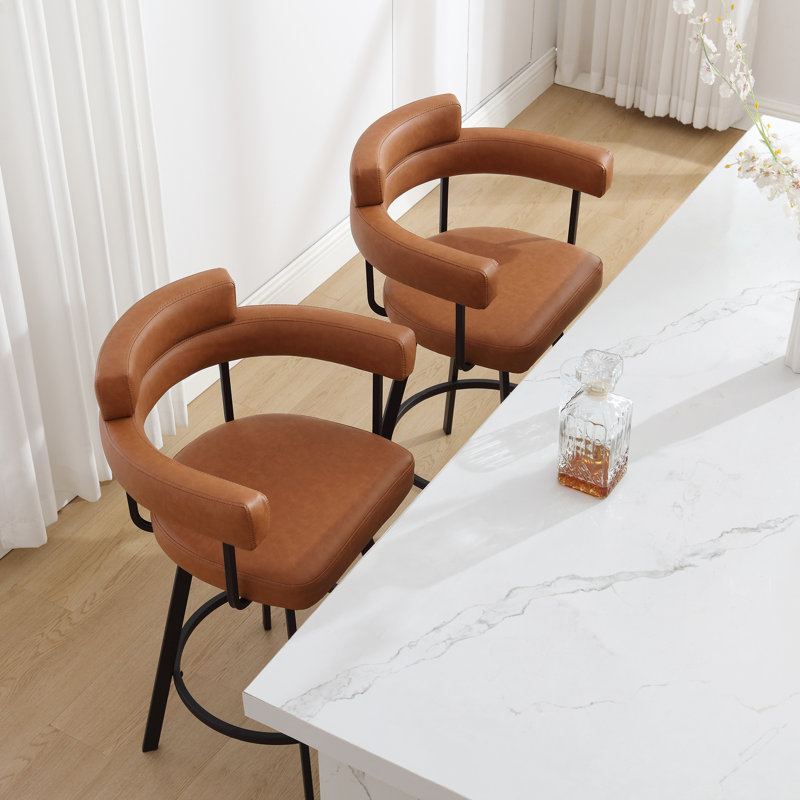 Tabouret de comptoir pivotant 26 po Rozie, Brun