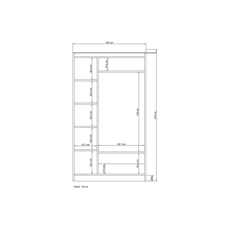 Armoire Ayreanna, H 82,5 po x l 41,3 po x P 19,7 po