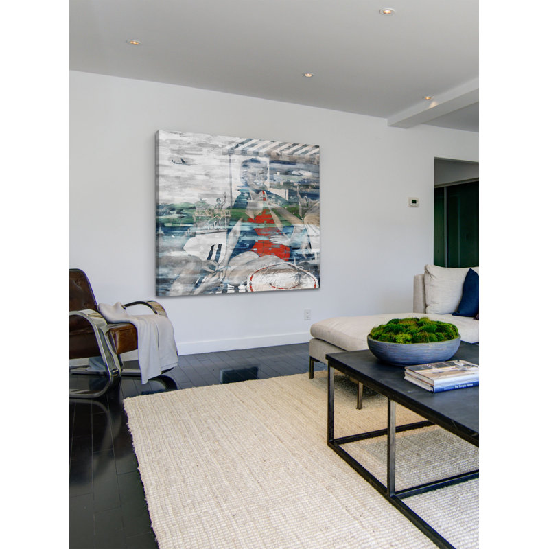 Gray and Red Canvas Art Print, 40" x 40"