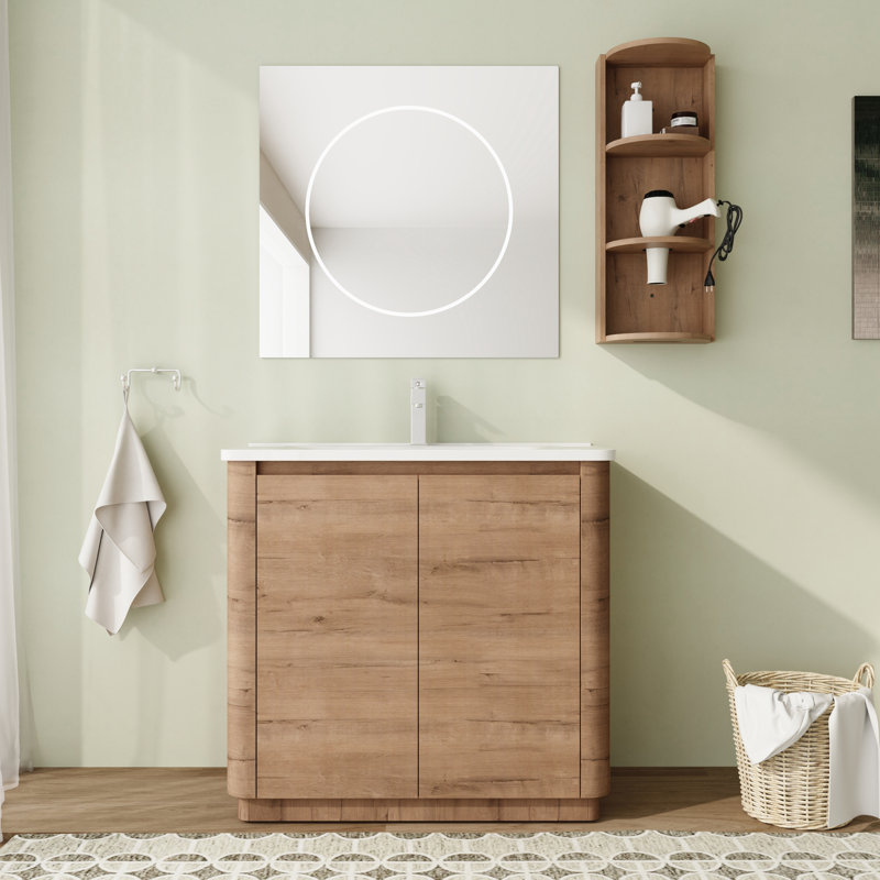 Ensemble de meuble-lavabo simple 36 po avec plateau en céramique et portes à fermeture douce, 36"