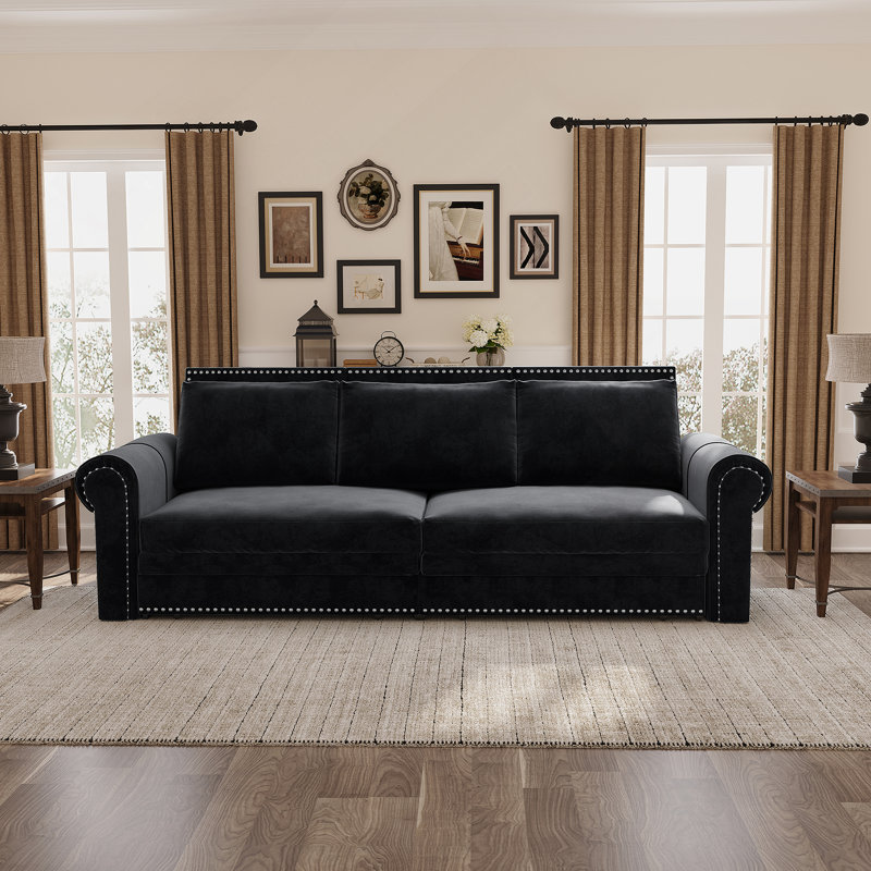 Chesterfield Sofa,93.7" King Pull Out Sofa Bed, 3-In-1 Velvet Convertible Sleeper Sofa With Nailhead Trim & Rolled Arm,Multi-Functional Sofa Bed For Living Room,Bedroom,Apartment,Office
