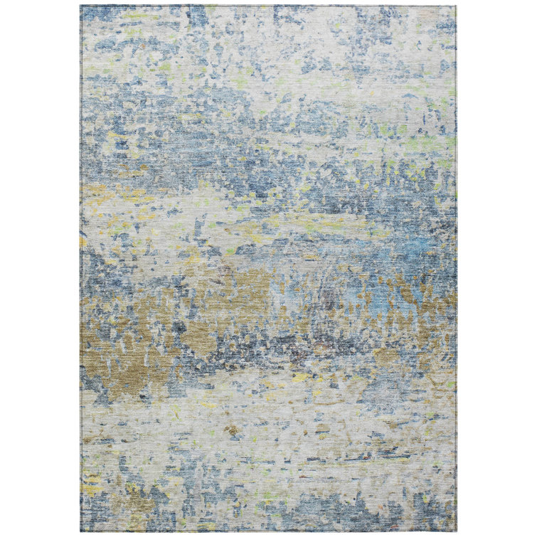 Machine Washable Indoor/Outdoor Chantille ACN1129 Blue Rug