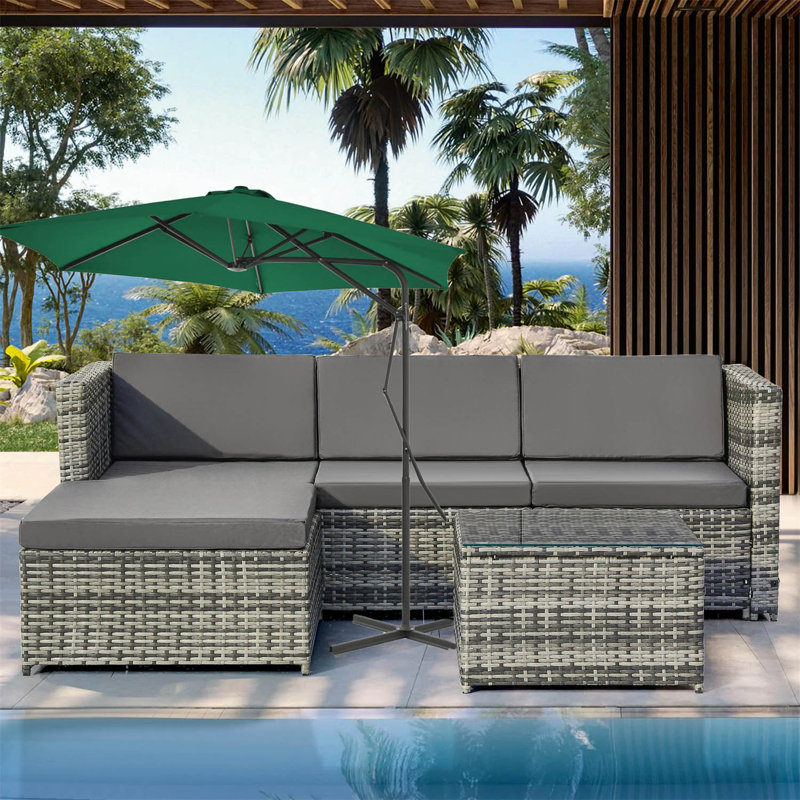 Alyvia 300cm Cantilever Parasol, Green, Manual Lift