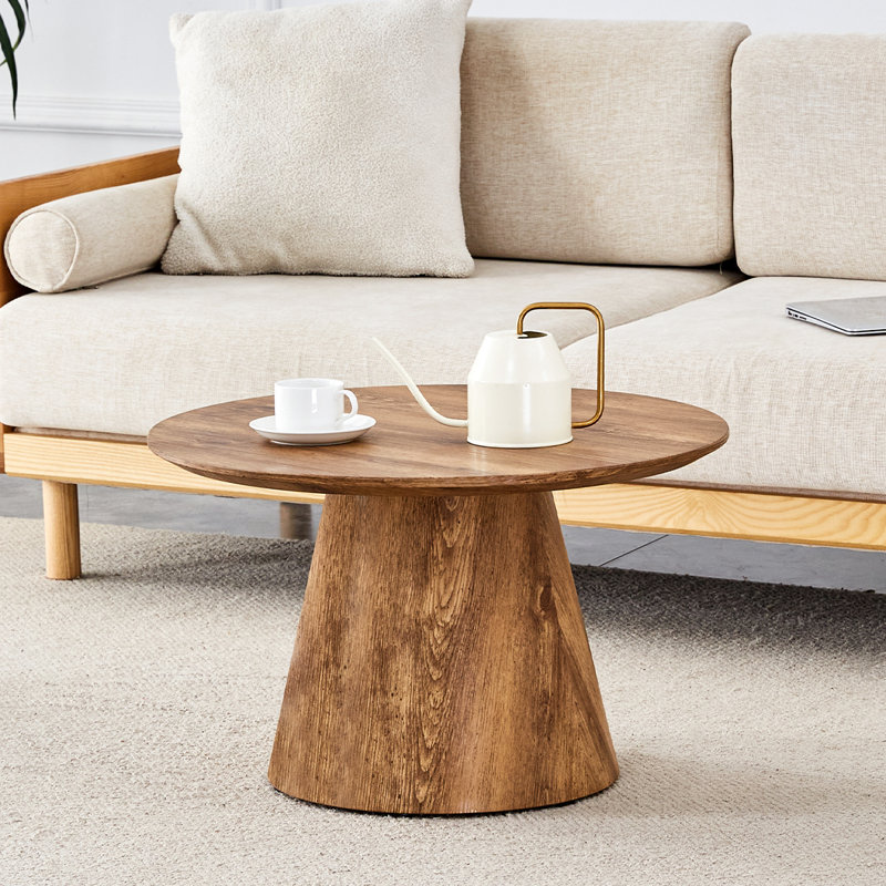 Round Coffee Table, 13.8" H x 23.6" L x 23.6" W, Wood