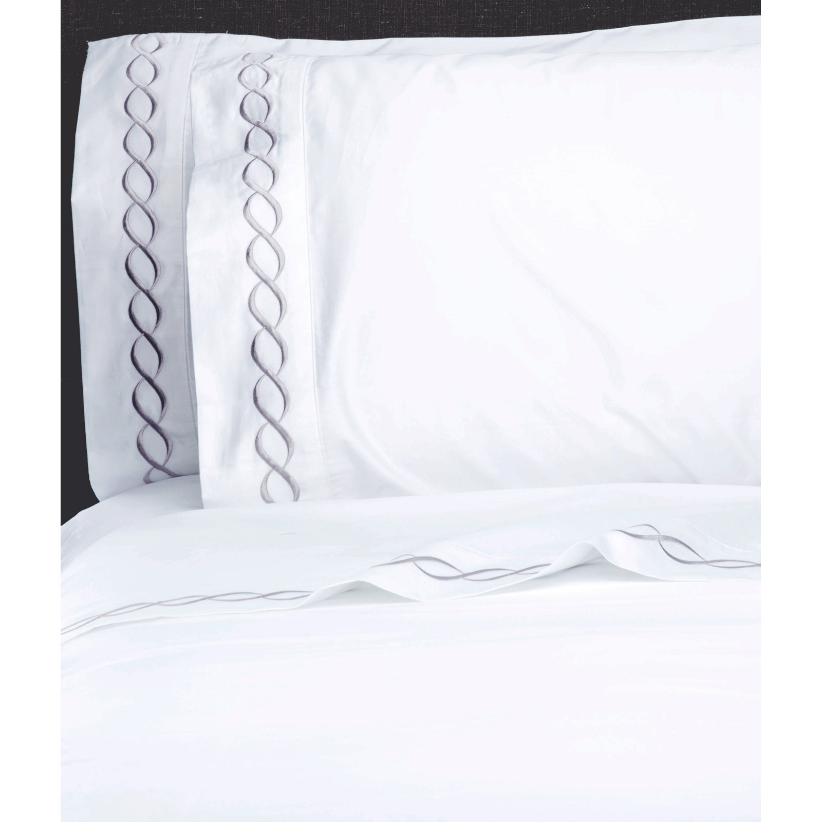 Barden Cotton Sheet Set, King Sheet Set with 2 Pillowcases, Gray/White