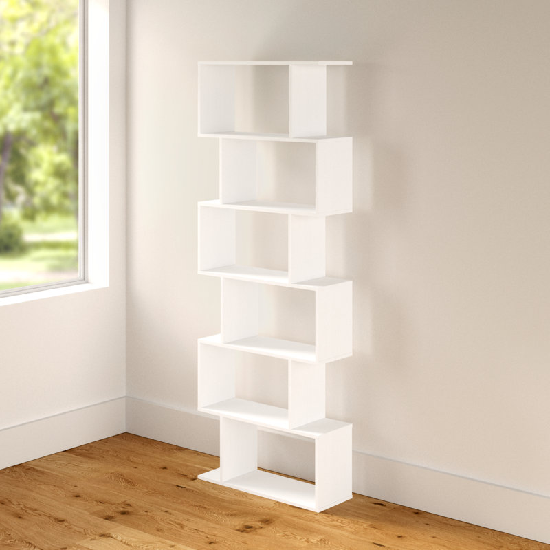 Geena 190.5cm H x 70cm W Geometric Bookcase, White